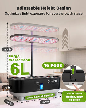 Growell hydroponics water circulation system delivering even root hydration.