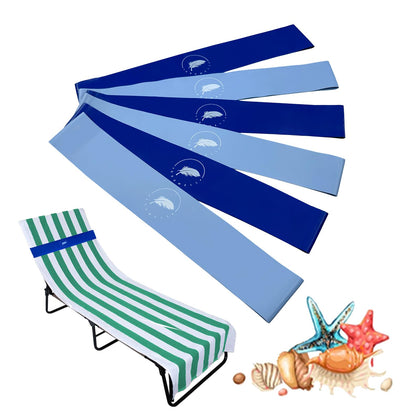 Growell Towel Bands 6-pack securing towels on a windy beach chair