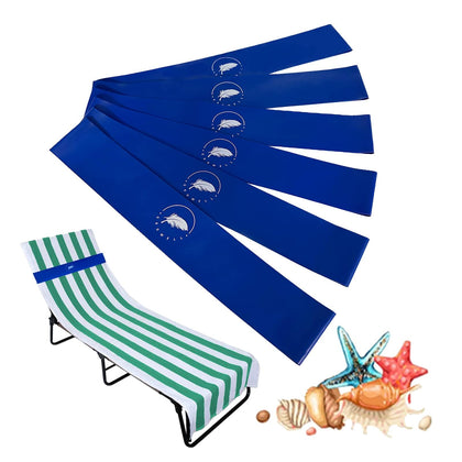 Growell towel bands secure towels on a beach chair.