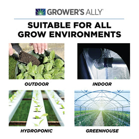 Indoor and outdoor garden setup using Grower’s Ally for controlled pest care.