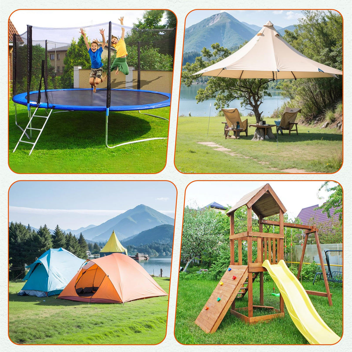 GrowGlow outdoor anchoring kit in use securing sheds, trees, and more