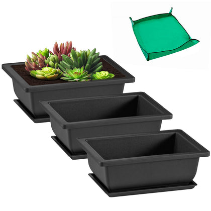 GROWNEER 3-piece bonsai pots set with drainage trays supports healthy root airflow