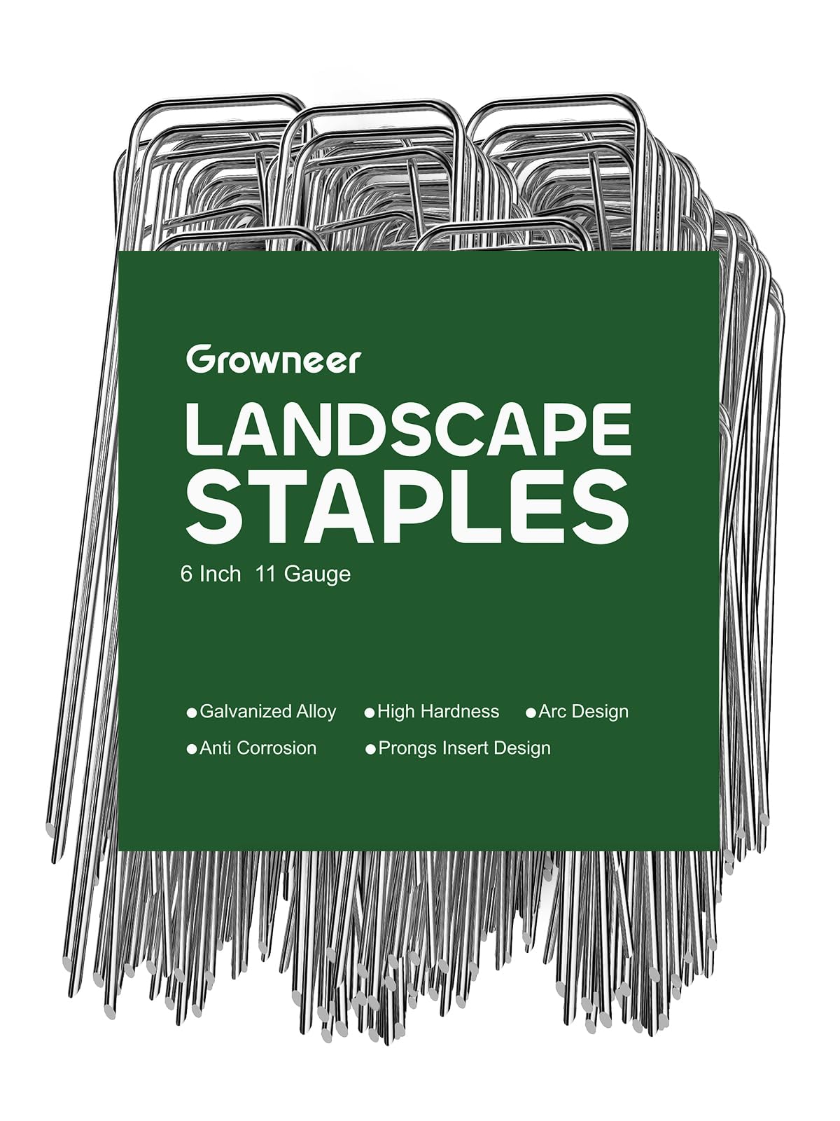 GROWNEER 360-pack landscape stakes securing weed barrier fabric in lawns