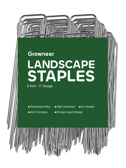 GROWNEER 360-pack landscape stakes securing weed barrier fabric in lawns