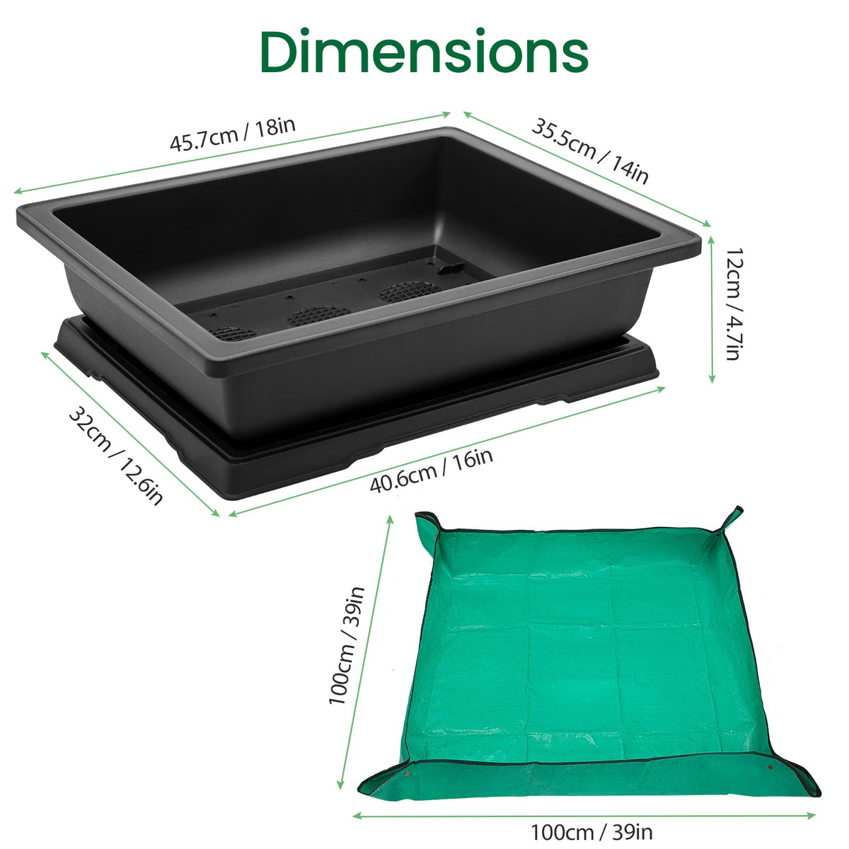 Growneer bonsai pot with built-in drainage grid for better root airflow.