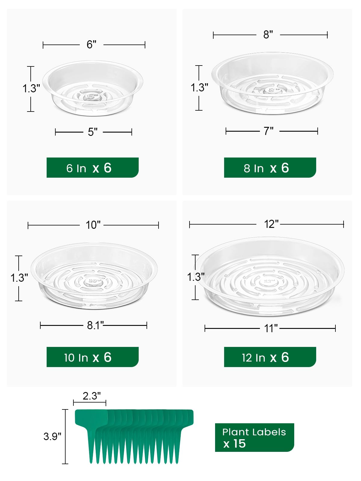 GROWNEER 8-inch clear plant saucer with drainage reduces indoor mess.
