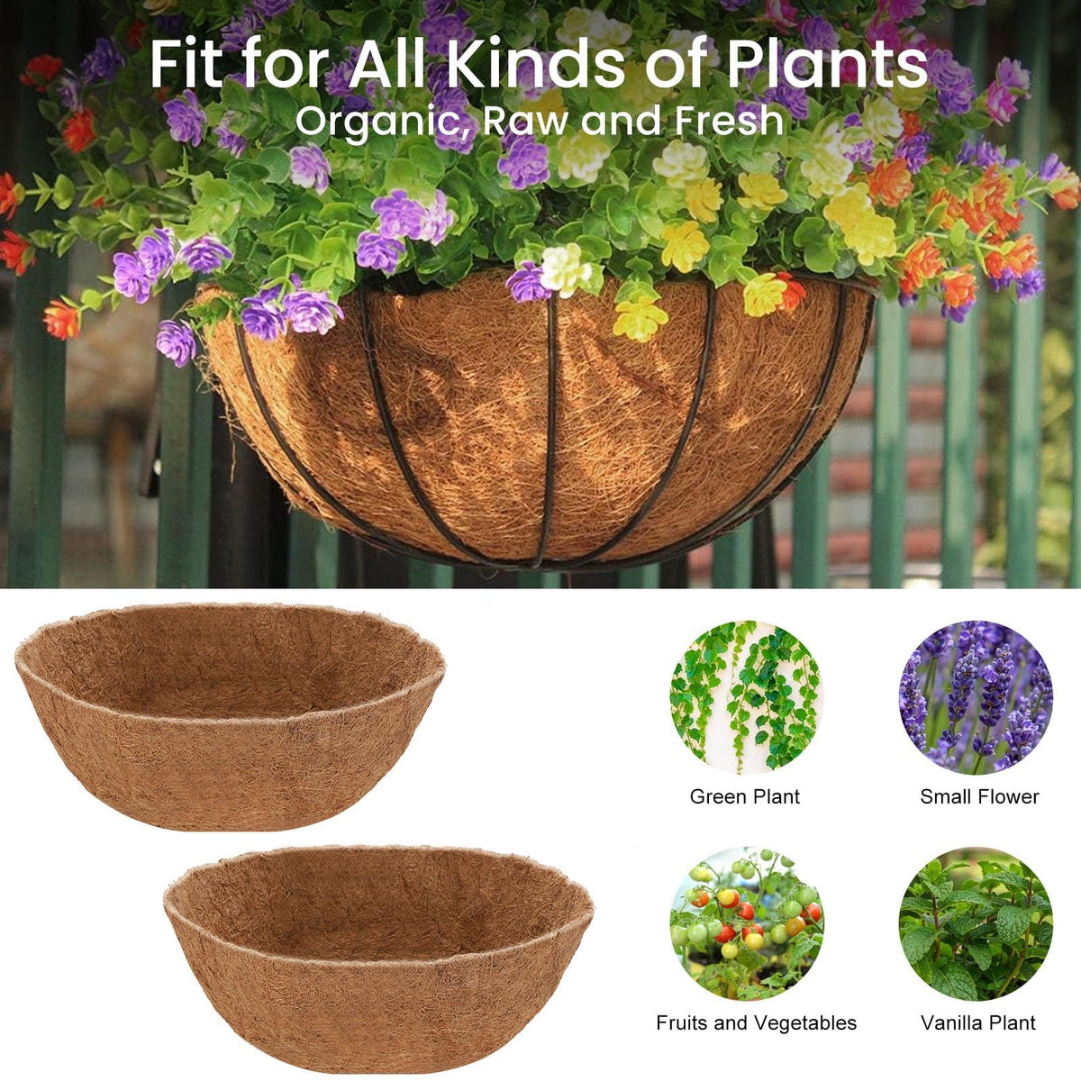 Growneer coconut coir liner for balcony planters improves drainage.
