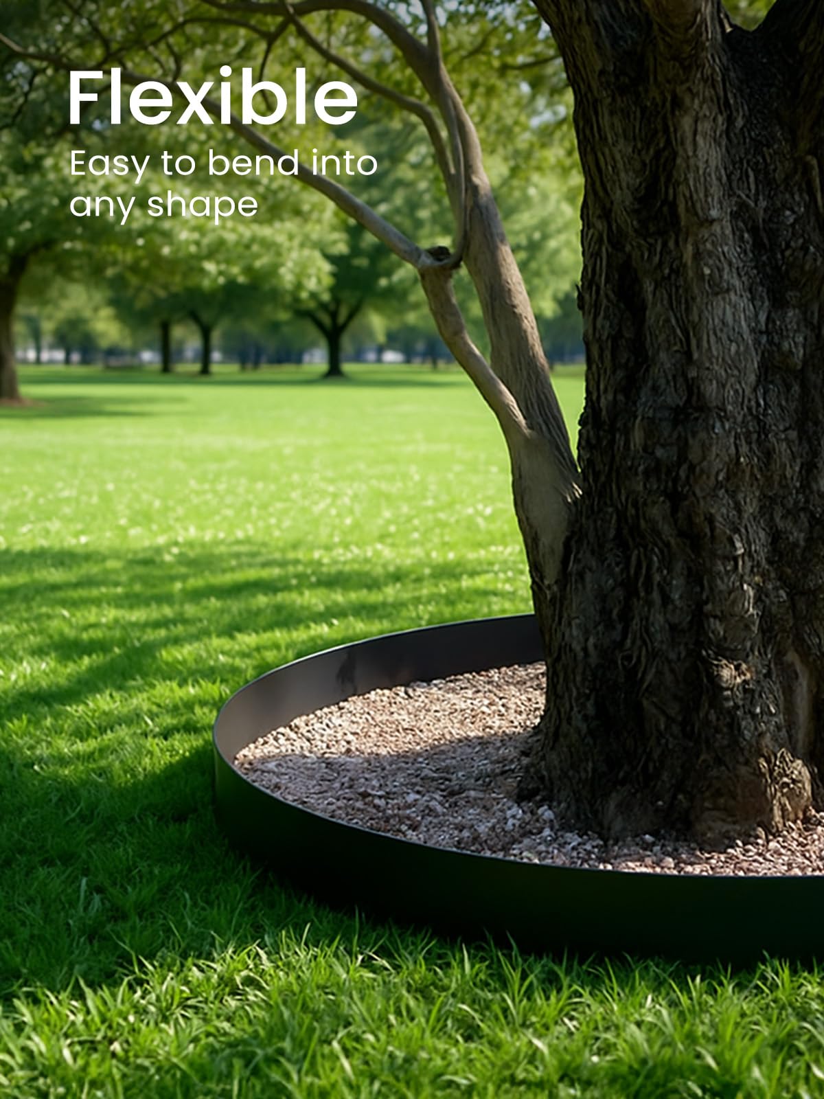 Growneer flexible PE edging bends to curves and straight lines.