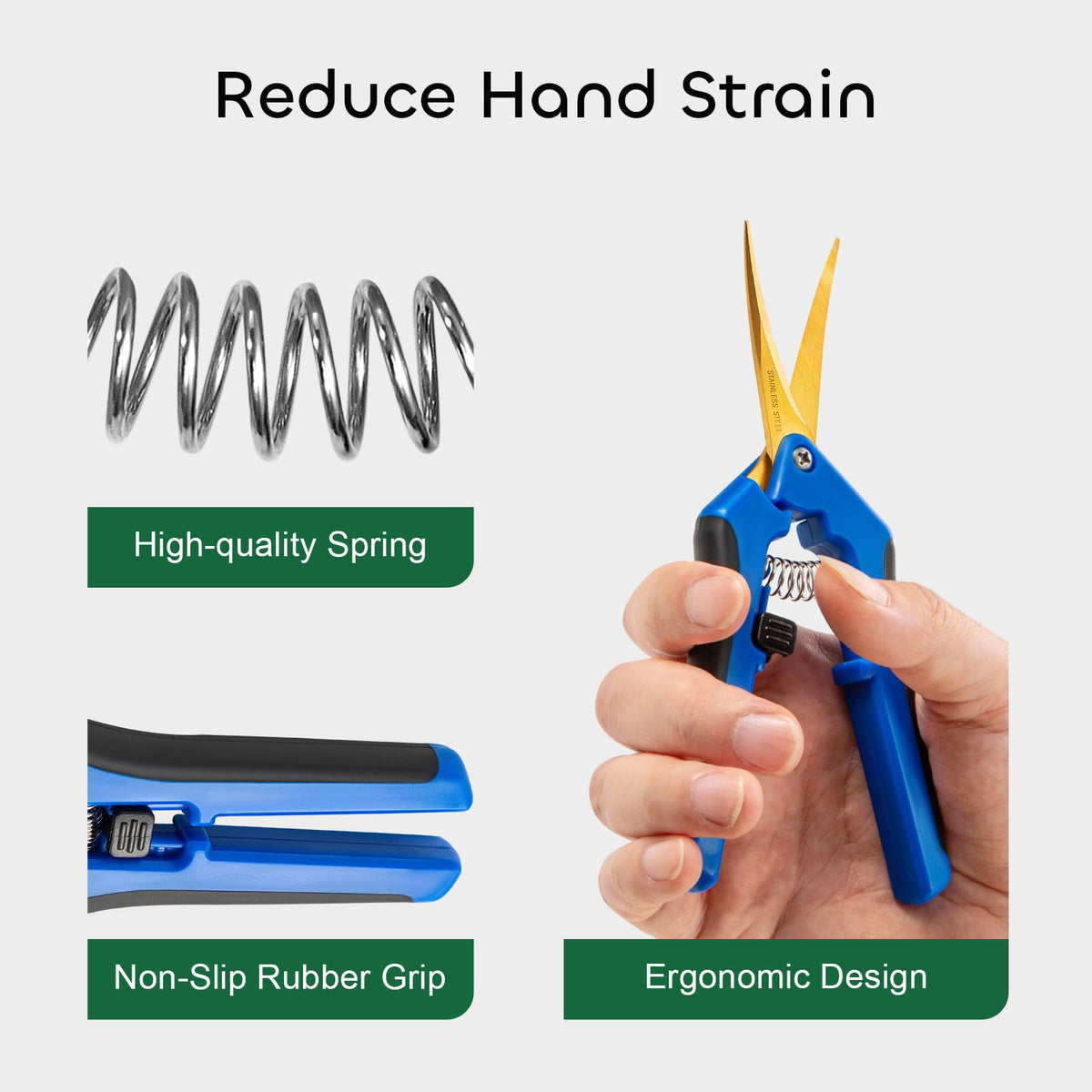 Growneer secure locking mechanism protects blades safely.
