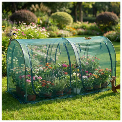 GrowNett crop cage assembly shows sturdy frame for quick setup.