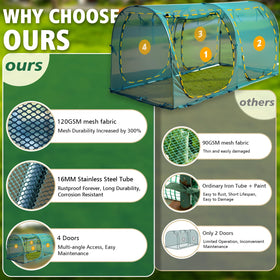 GrowNett crop cage easy installation with secure ground stakes for stability.