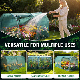 GrowNett crop cage four roll-up doors provide flexible access.