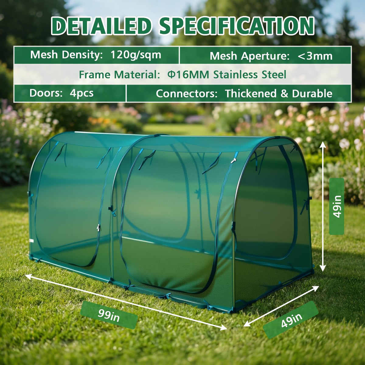 GrowNett crop cage 16mm stainless steel tubing offers lasting durability.