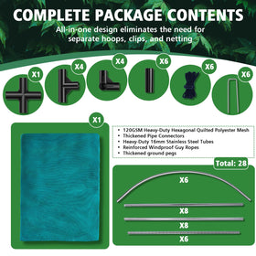 GrowNett crop cage UV-resistant mesh withstands sun and weather.