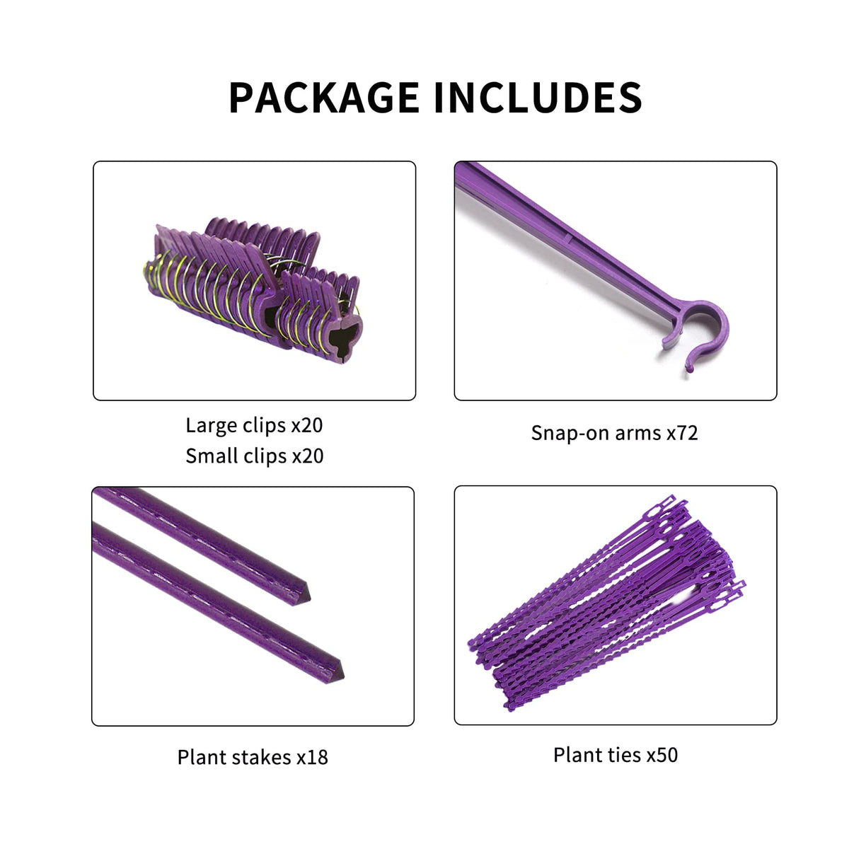 Growsun purple garden stakes provide reliable, long-lasting garden organization.