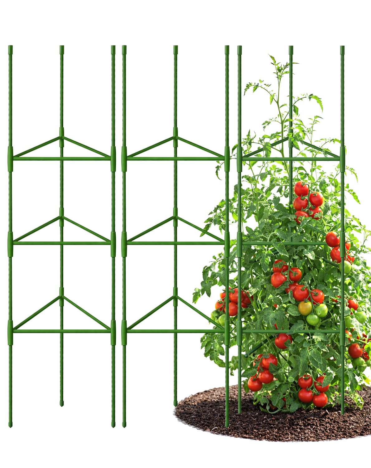 Growsun 51in tomato cage front view demonstrates sturdy support for climbing plants.