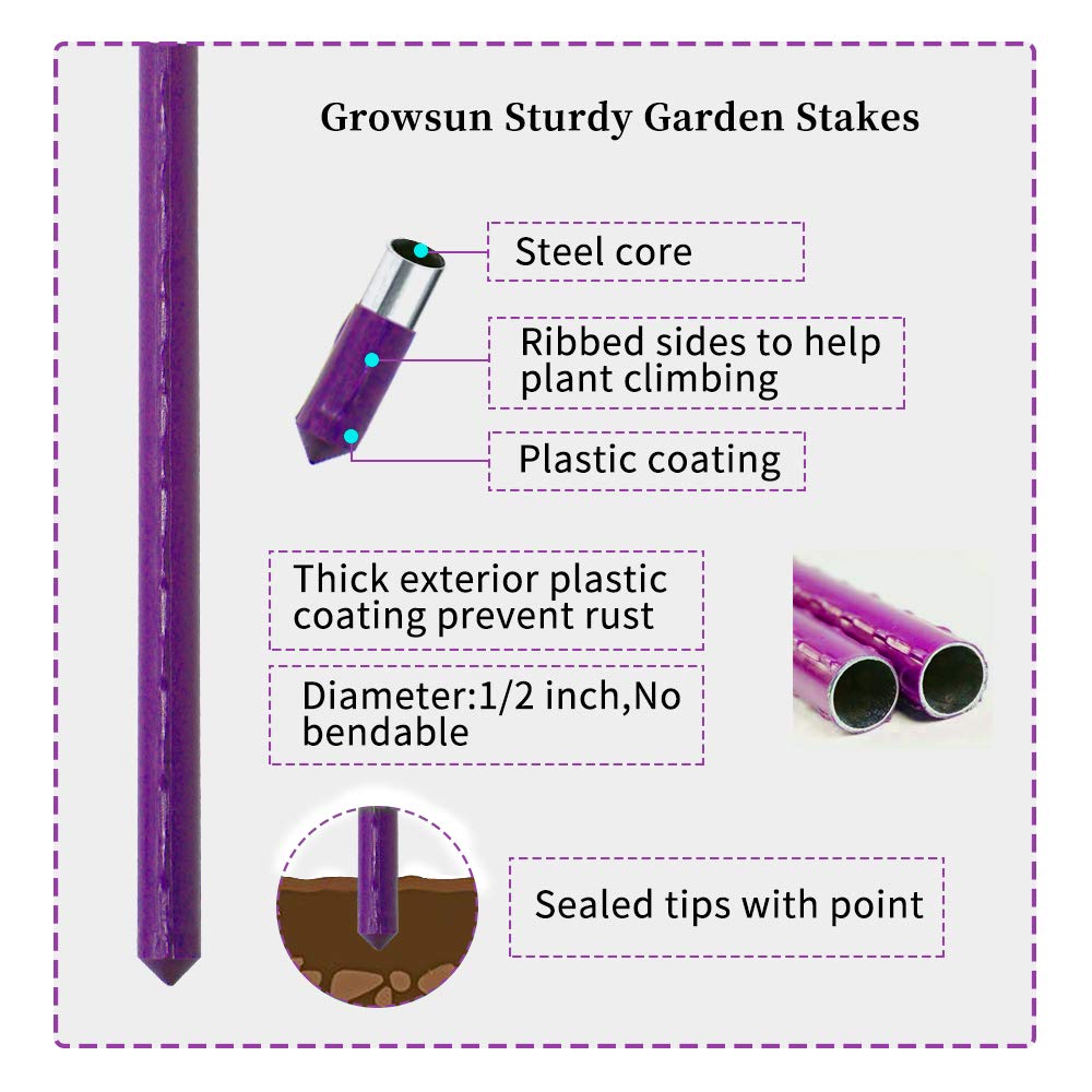 Growsun trellis-friendly supports ideal for eggplants and pole beans.