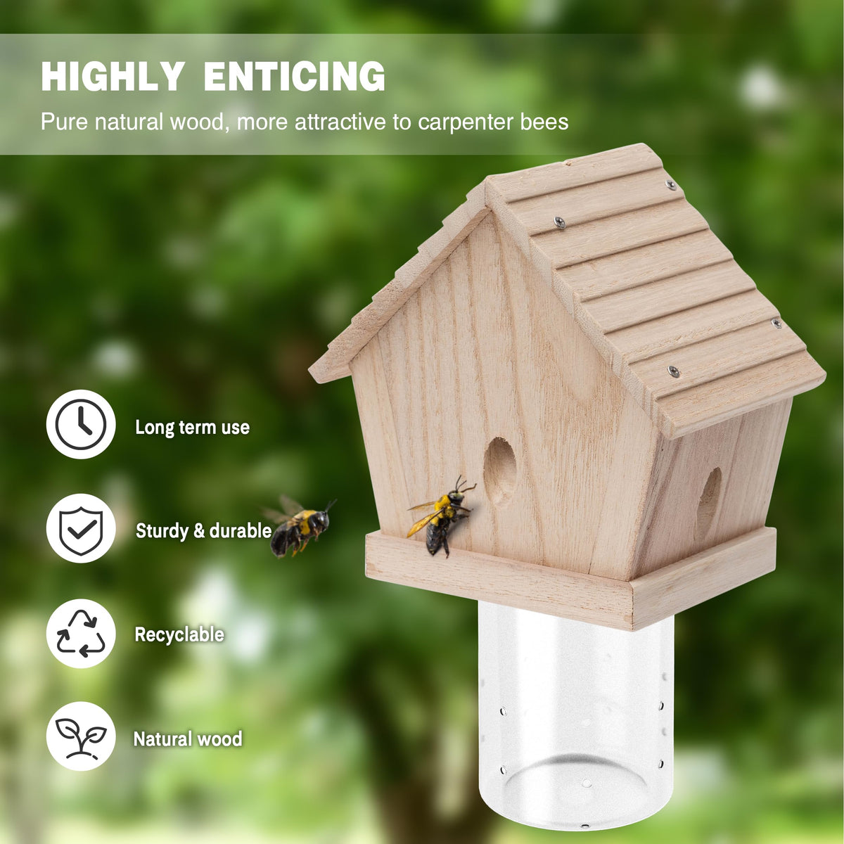 GRTRE cork near traps option helps deter territorial carpenter bees.