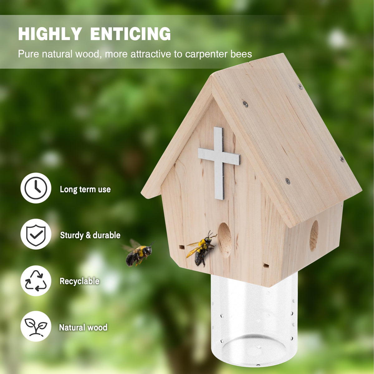 GRTRE trap hung at sun-facing position to attract bees