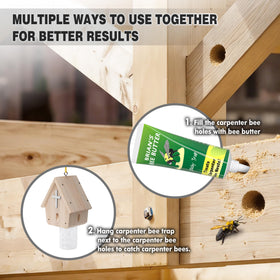 GRTRE weather resistant carpenter bee trap placed on exterior wood