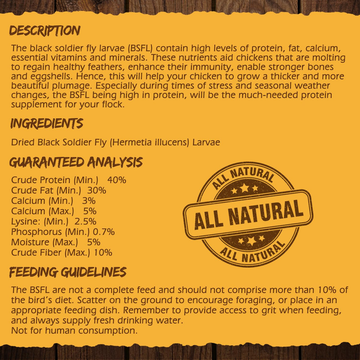 GRUBMASTER label close-up highlights natural ingredients