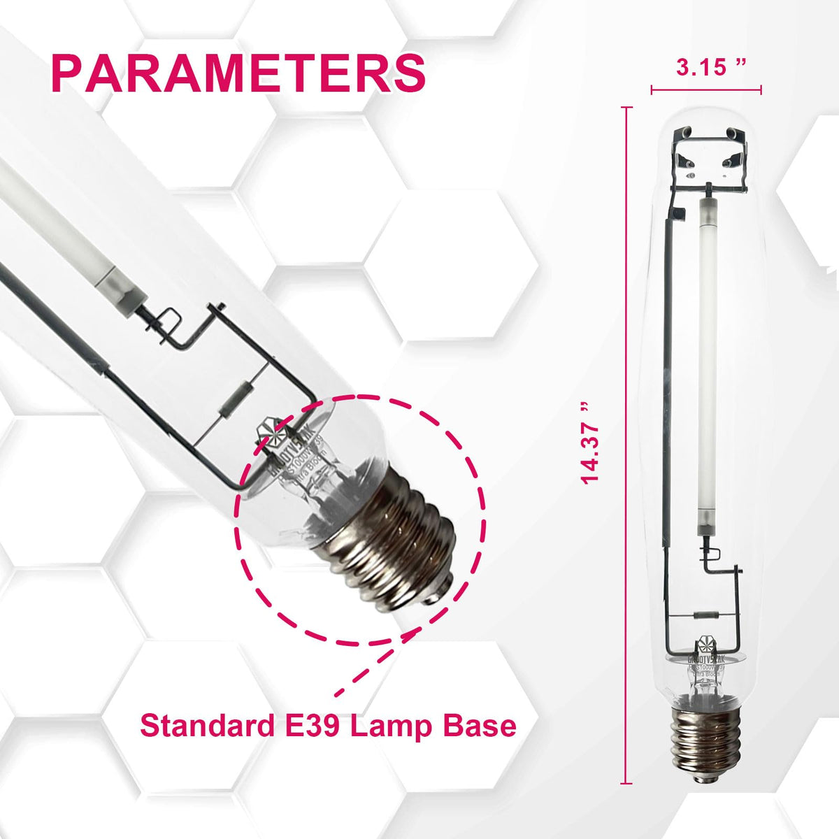 GRUOTVSZAK HPS 1000W ballast-compatibility image highlights E39 base compatibility.
