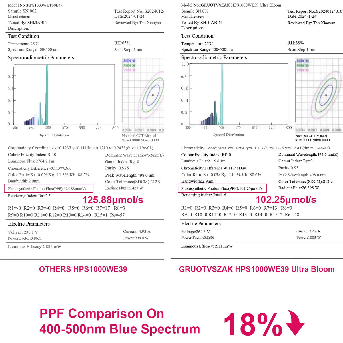 GRUOTVSZAK HPS 1000W warm-up-time diagram shows quick full brightness.
