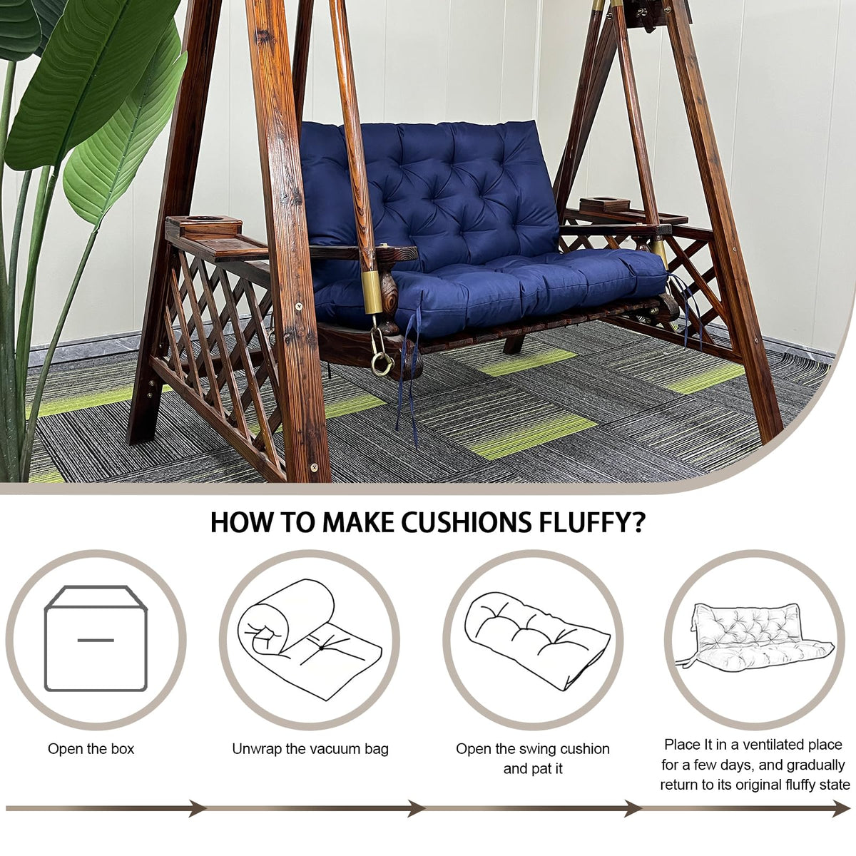 GRUYWC cushion designed for indoor and outdoor use across patios, balconies, and gardens.
