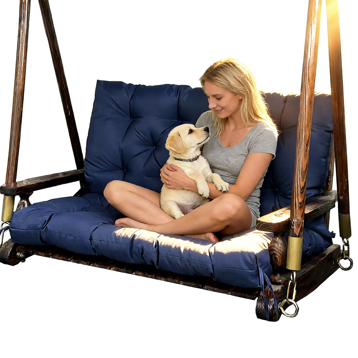 GRUYWC porch swing cushion close-up showing durable, breathable fabric for everyday outdoor comfort.