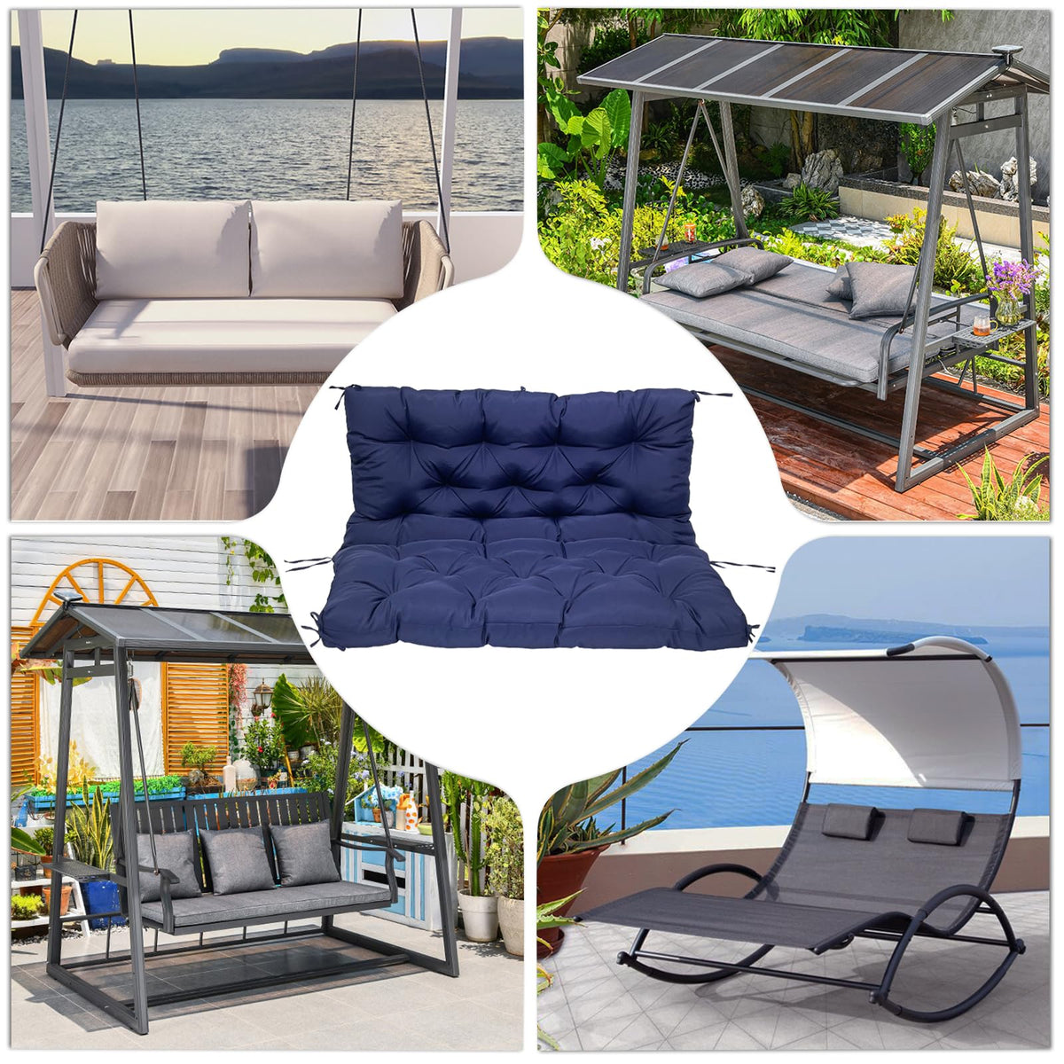Gruywc splash-proof fabric keeps cushions fresh in light rain.