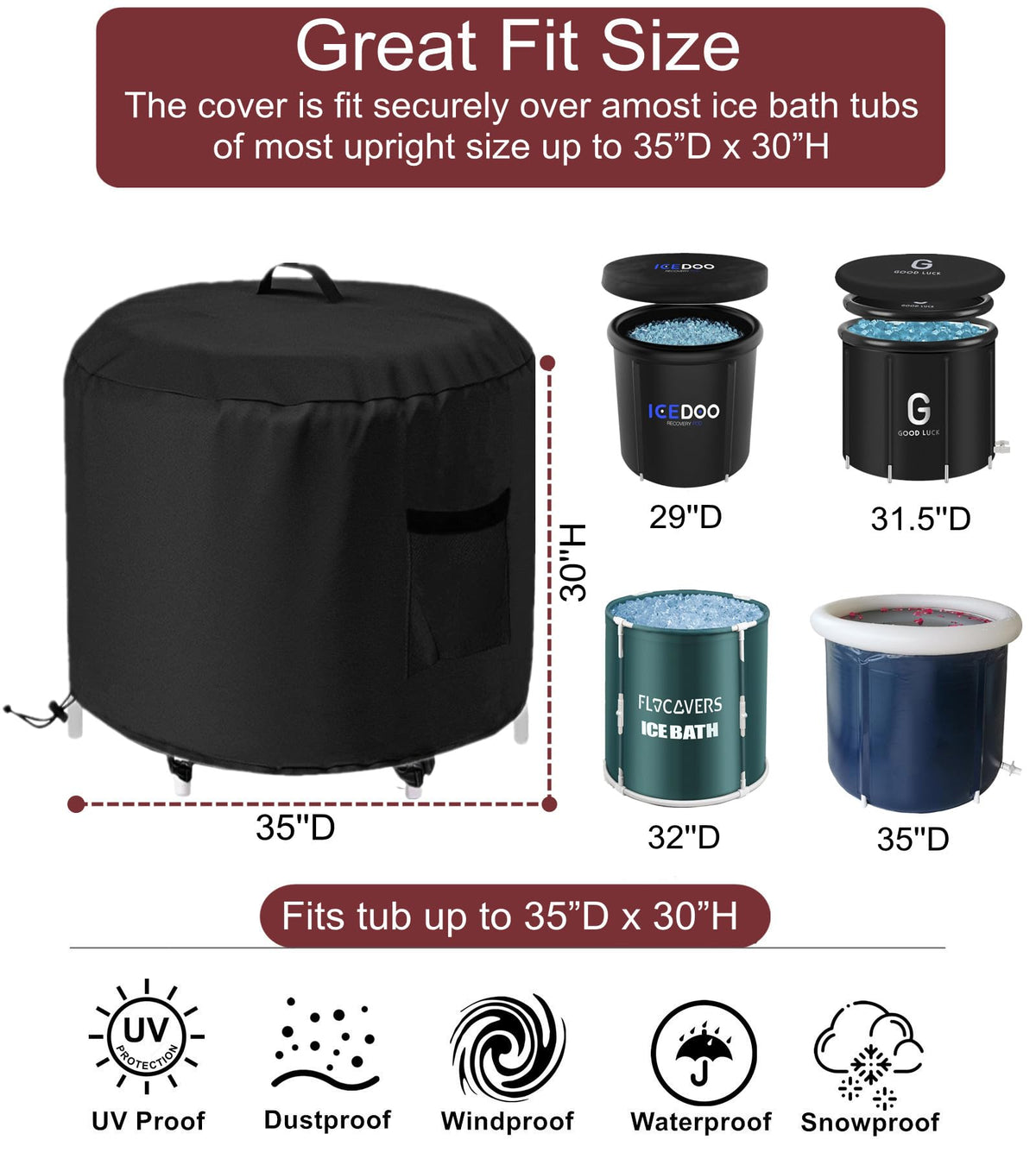 GS Alderaul portable ice bath cover waterproof against rain and splashes