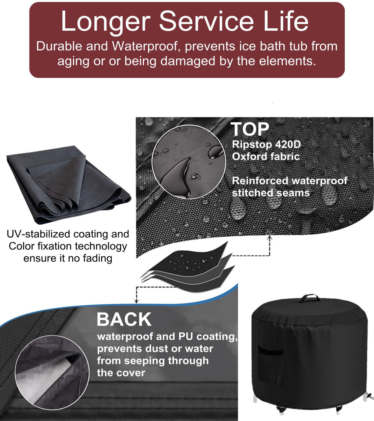 GS Alderaul ice bath cover with windproof hem for windy locations