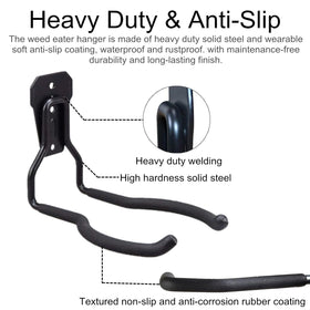 GS Alderaul weed eater storage hook ideal for garage walls and tool organization.