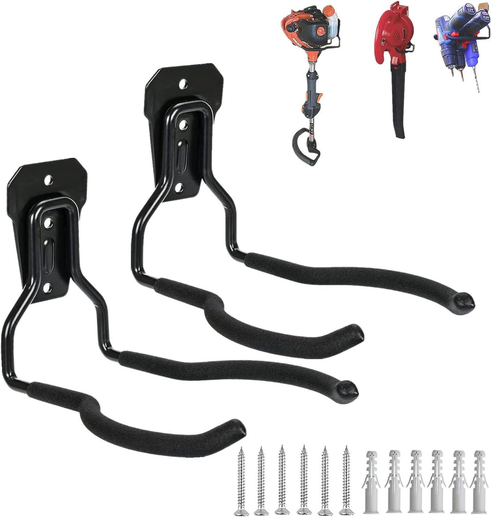 GS Alderaul weedeater hanger wall mount showcases rugged steel build for sturdy garden tool organization.