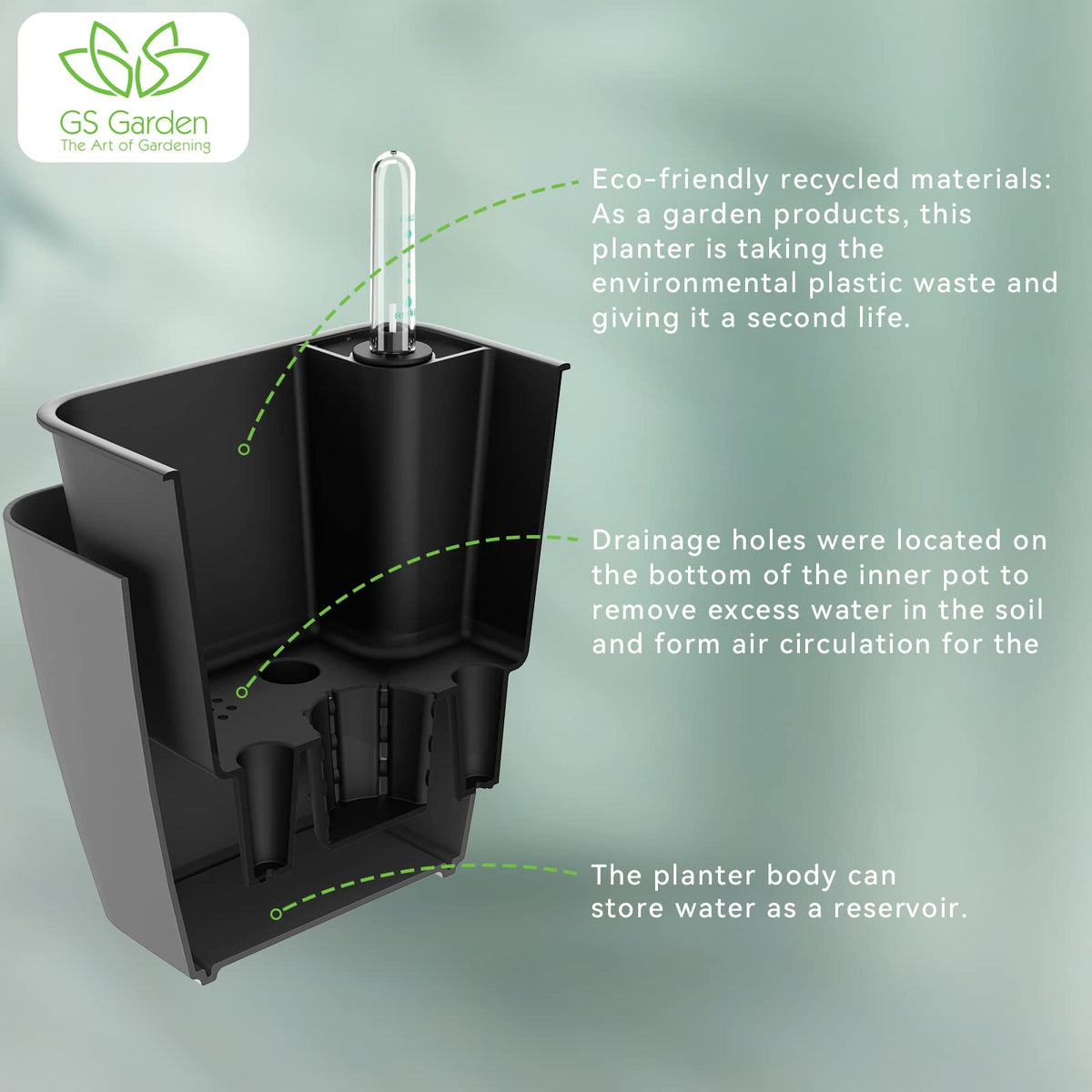 GS Garden reusable polypropylene planters suitable for vacation plant care.