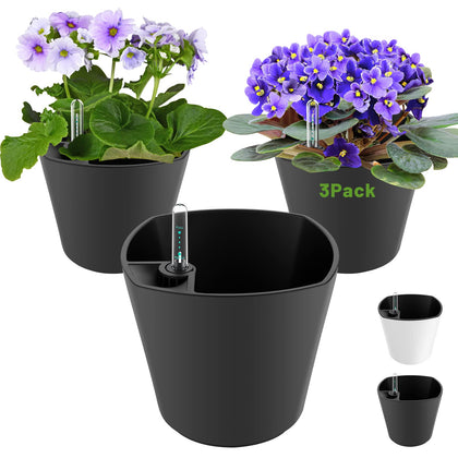 GS Garden self-watering planter 7-inch front view, ideal for compact indoor gardens.