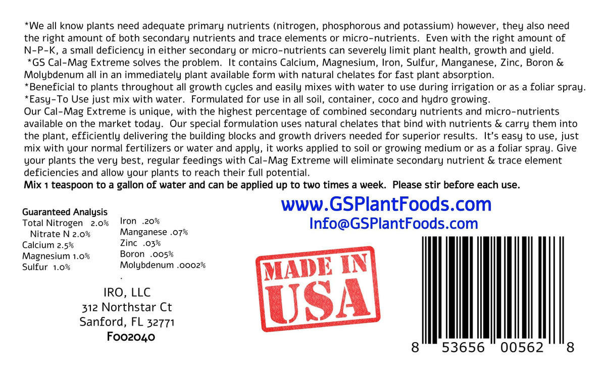 GS Plant Foods Cal-Mag Extreme liquid during dilution for even irrigation.