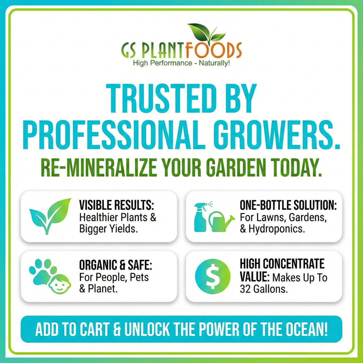 Ocean Magic Sea Minerals bottle label highlighting water-soluble minerals.