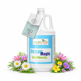 GS Plant Foods Ocean Magic sea minerals bottle for soil mineral balance.