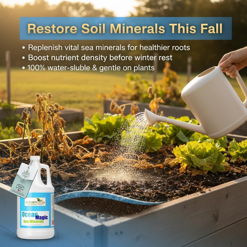 GS Plant Foods Ocean Magic sea minerals spray on leaves for growth.
