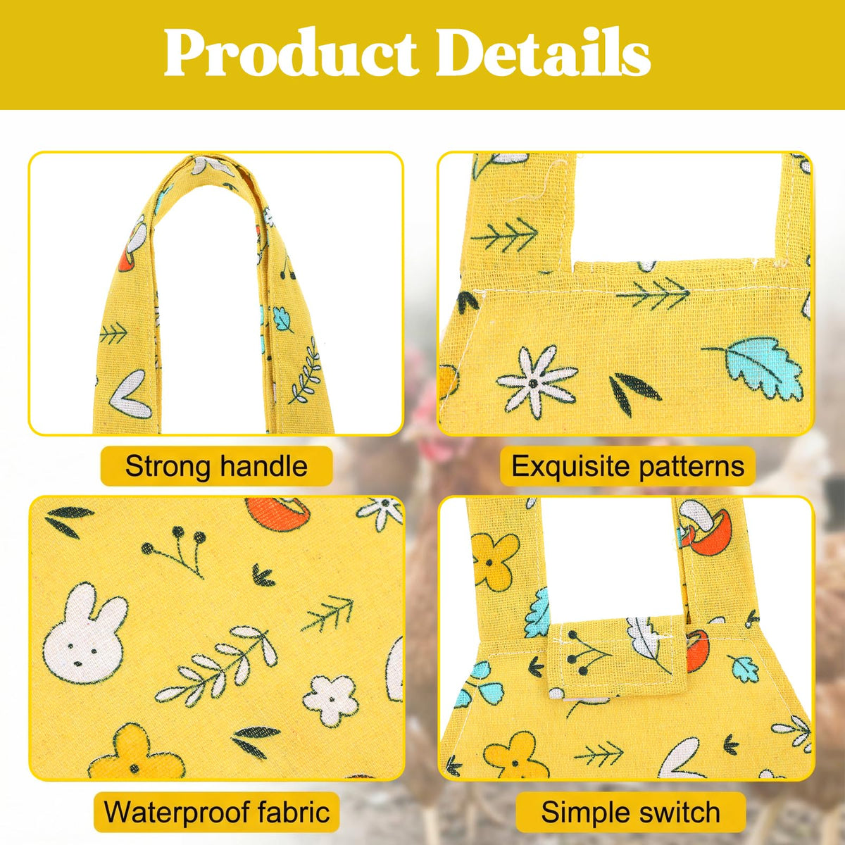 Gsbnjuy chicken holder bag canvas material emphasizes durability for repeated use