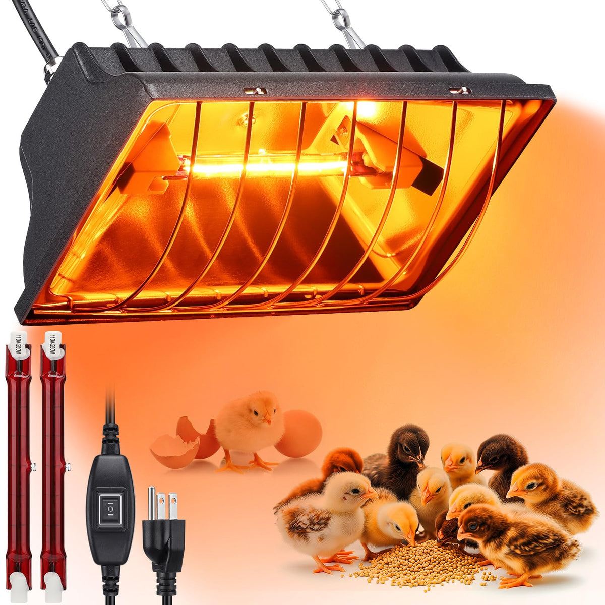GSDOTZAP 250W chicken brooder heater delivers consistent warmth for chicks