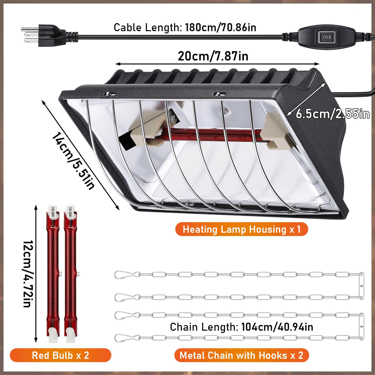 GSDOTZAP heat lamp pair provides safe poultry warmth