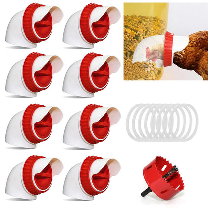 GSHWXD 8-pack chicken feeder ports reduce waste while keeping the coop tidy