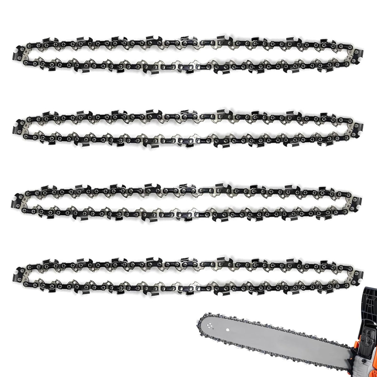 GSSHBR 4 pack 16 inch chainsaw chain close-up teeth for precise cuts