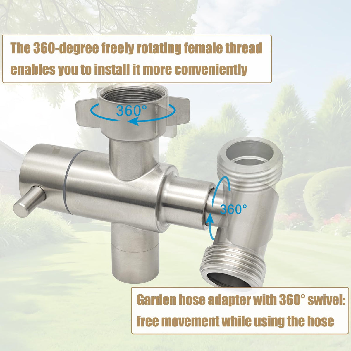 G-Sunny 360-degree swivel connector prevents hose tangles.