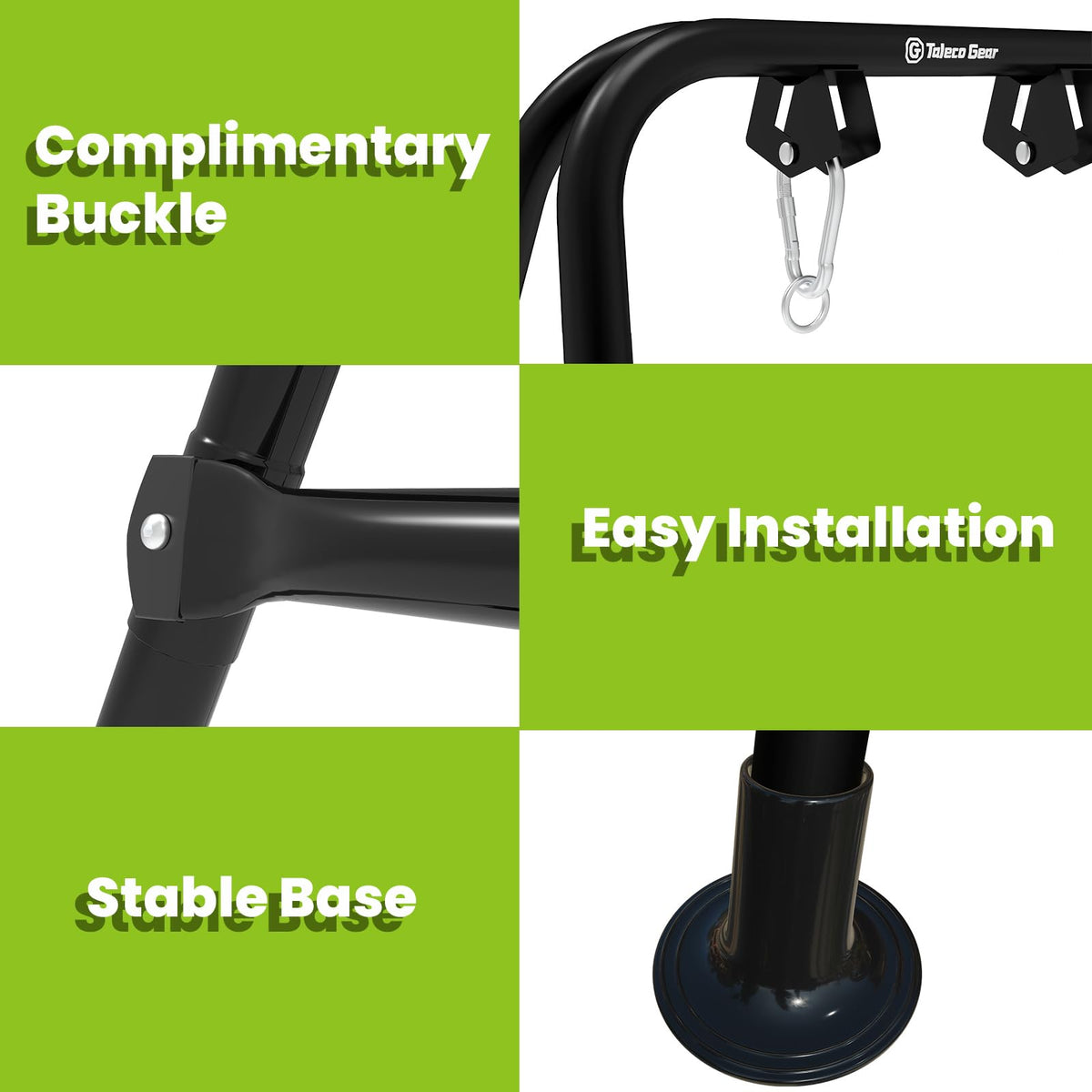 G TALECO GEAR versatile stand fits porch, net, disc, and saucer swings.