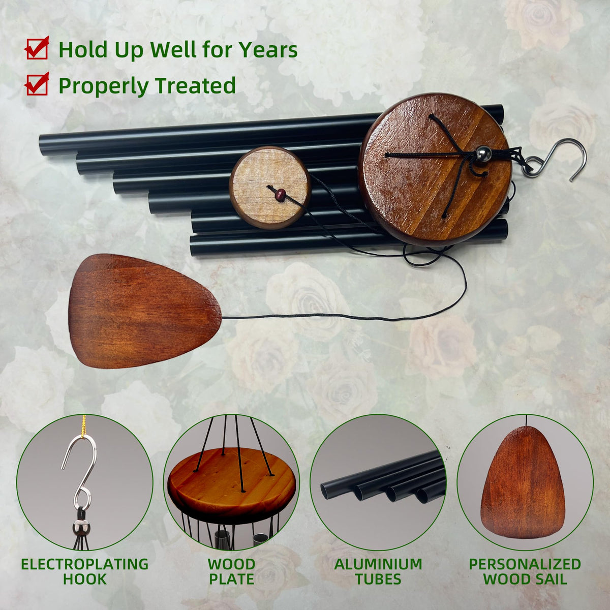 Gtizry wind chime 28 inches long for patios and gardens.