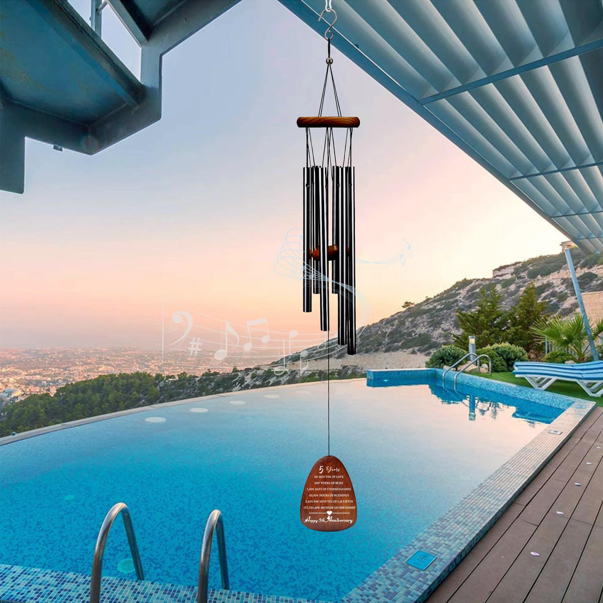 Gtizry wind chime wooden pendant as a natural outdoor focal point.