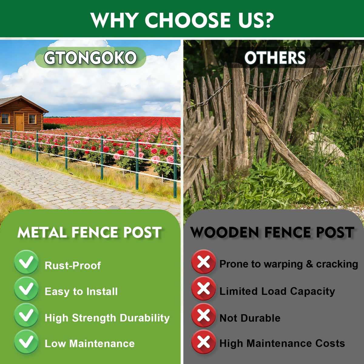 Gtongoko green steel fence post delivers durable outdoor performance in gardens.